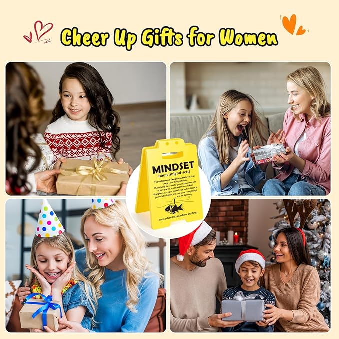 MBL Inspirational Positive Gifts Men - Mindset Definition Sign, Motivational Mental Health Gift for Women Coworker College Student Birthday Christmas White Elephant, Office Cubicle Dorm Decor Sign