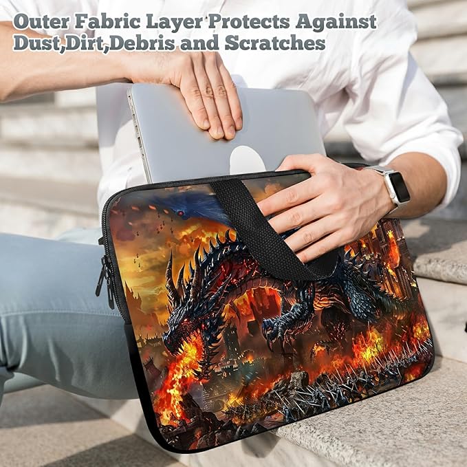 Universal Tablet Laptop Sleeve Case 10 inch, Fire Fierce Dragon Slim Carrying Case Durable Handbag Travel Laptop Bag for 7 to 10-inch Laptops/Notebook/Kids Tablet/ipad/eBook Readers