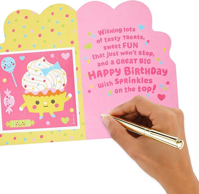 Hallmark Birthday Card for Girls (Cupcake and Candy Stickers)
