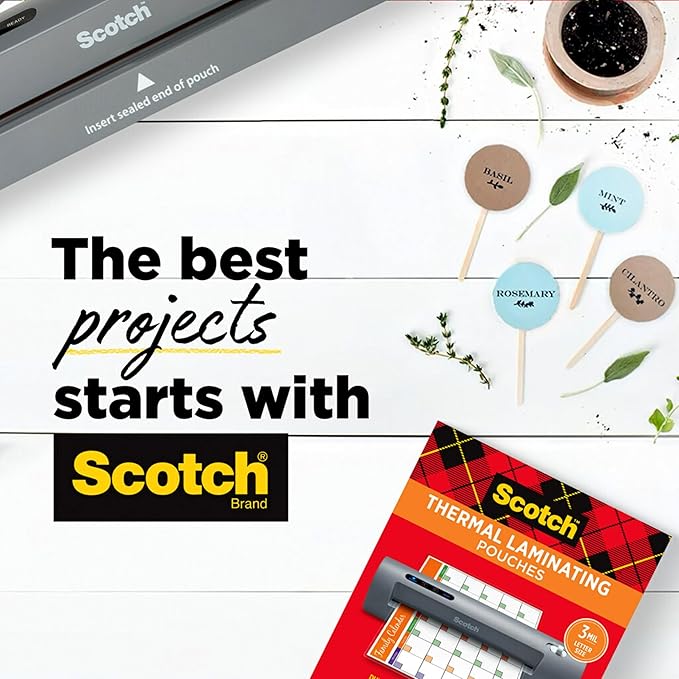 Scotch Thermal Laminating Pouches, 100 Count, Clear, 5 mil., Laminate Business Cards, Banners and Essays, Ideal Office or School Supplies, Fits Letter Sized Paper (8.9 in. × 11.4 in.)