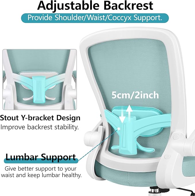 FelixKing Office Chair, Ergonomic Desk Chair Breathable Mesh Chair with Adjustable High Back Lumbar Support Flip-up Armrests, Executive Rolling Swivel Comfy Task Computer Chair for Home Office