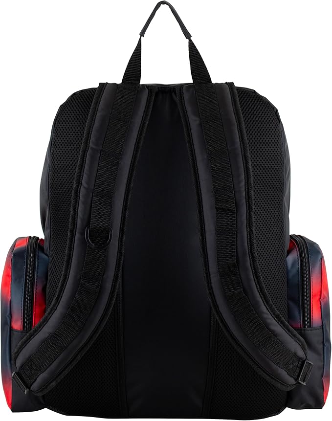 Eastsport Extra Large Backpack Expandable Oversized For Travel Hiking Work Camping Sports Outdoors With Drawstring Bag 18x13.5x9.5 Mochila De Viaje Red Ombre Black