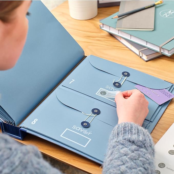 Savor | 2025 Updated Edition The Folio™ Document Organizer|Custom Dyed Cloth Bound Expanding File Folder for Important Papers, Emergency Binder,Birth Certificates,Social Security Cards, and Passports