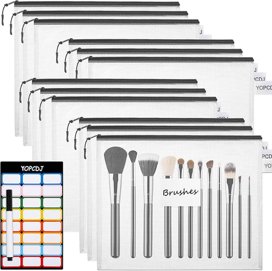 12pcs Mesh Zipper Pouch Bags, A5 Storage Bag for Organizing, File Bags for Office, Board Games and Home Supplies