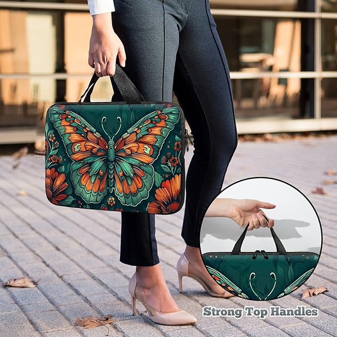 Universal Laptop Sleeve Tablet Case 12 inch, Art Moth Slim Carrying Case Durable Handbag Travel Laptop Bag for Surface Pro 9 8 7/Laptop Go 2 3, MacBook Air 11/12