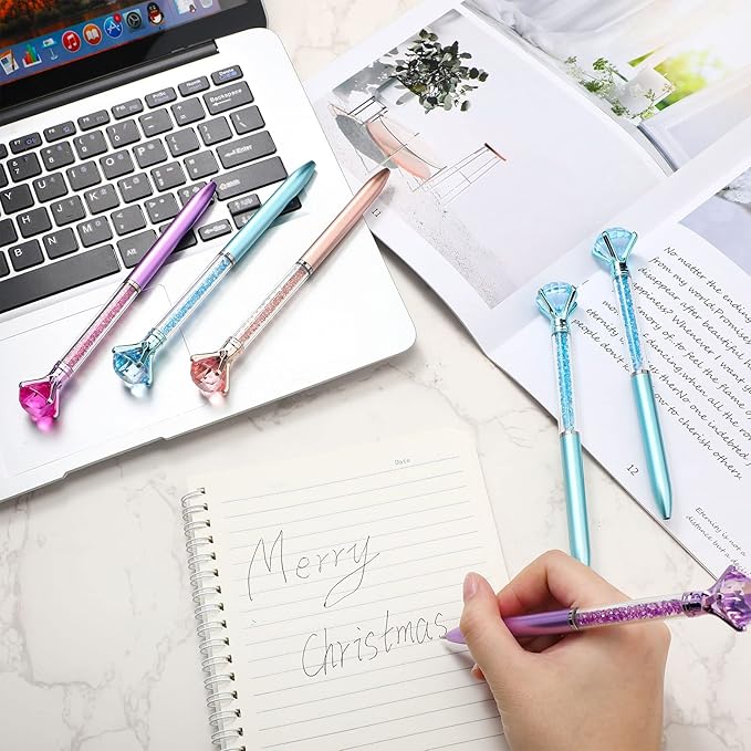 Sherr 100 Pack Big Crystal Diamond Pens Cute Ballpoint Pens Retractable Ballpoint Rhinestones Crystal Bling Gem Plated Black Gel Ink Office Supplies Gifts for Women(Cute,Glitter)