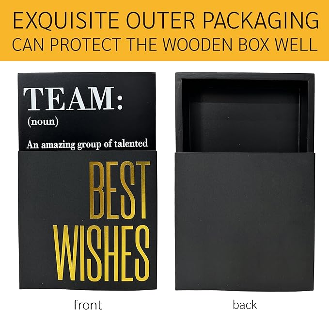 Inspirational Team Noun Office Decor Desk Decor Wooden Box Sign Rustic Black Wood Block Plaque Box Sign for Home Office Desk Shelf Table Decoration Coworker Gift Team Definition Teamwork Sign