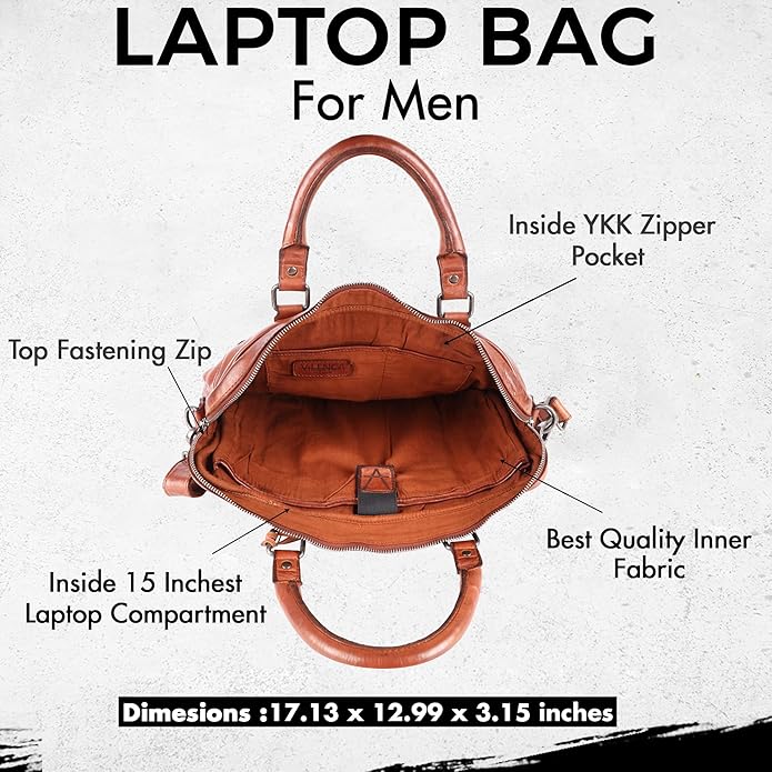 Genuine Leather Laptop Bag For Men 15 Inch, Messenger Bag For Women
