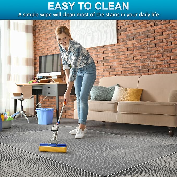 Office Chair Mat for Carpets, Desk Chair Mat for Low Pile Carpeted Floors, Heavy Duty Transparent Office Floor Mat for Office Chair on Carpet, for Work, Home, Gaming (36" X 48" with Extended Lip)