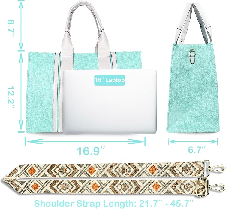 Tote Bag Fashion Canvas Bag for 15.6'' Laptop Large Capacity Briefcase for Women Office Travel College