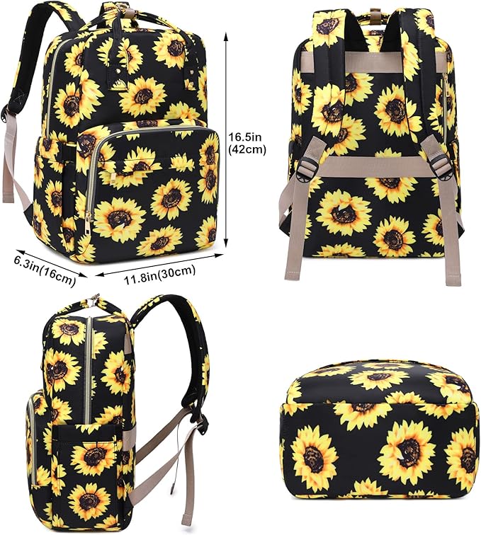 Sunflower Laptop Backpack College Bookbag School Backpack for Women Girls, Travel Backpack 15.6 Inch Computer Backpacks