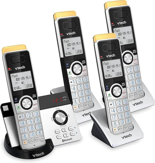 VTech IS8121-4 Super Long Range up to 2300 Feet DECT 6.0 Bluetooth 4 Handset Cordless Phone for Home with Answering Machine, Call Blocking, Connect to Cell, Intercom and Expandable to 5 Handsets