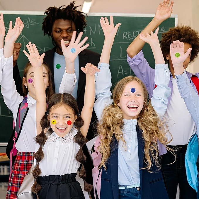 6000 Pieces Happy Smile Face Stickers for School Reward Behavior Chart,3/8 Inch in Diameter Round Colorful Reward Labels 10 Styles Happy Face Stickers for Teachers (50 Sheets)