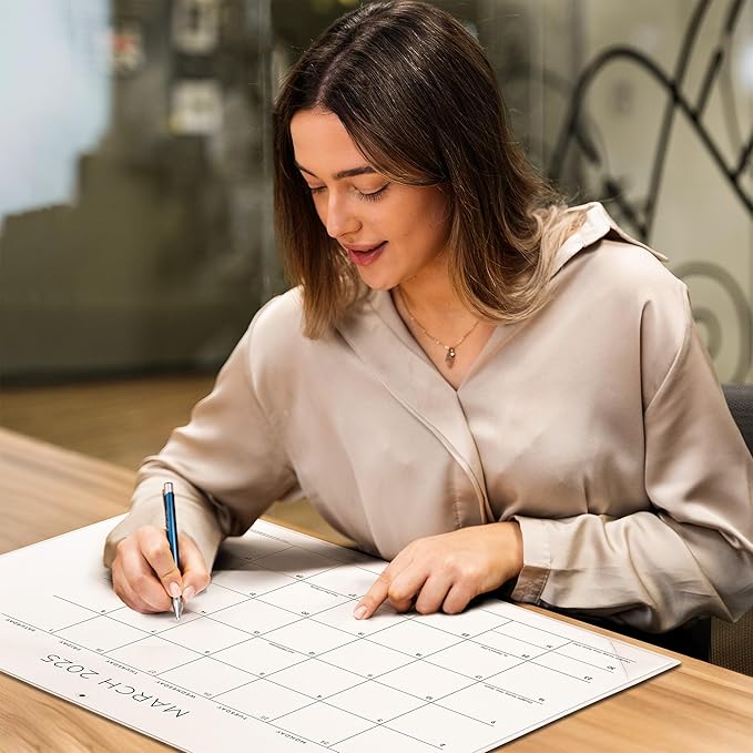 Cabbrix Simplified Desk Calendar 2025 with Desktop Mat, from Now to December 2025 Desk Pad Calendar Large 21 x 16-1/2 inch, Monthly Table Calendar for Home School and Office