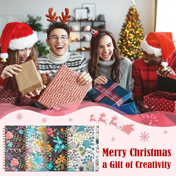 Spiral Notebook, 4 Pack A5 Lined Journal for Women, Hardcover Spiral Journal with 2 Pockets, College Ruled Notebooks, Cute Notebook for Office, School Supplies, Gifts (160 Pages, 6.3" x 8.46")