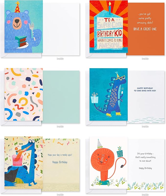 American Greetings Deluxe Kids Birthday Card Assortment, Bright and Cheerful Designs (40-Count)