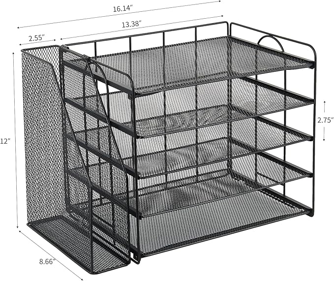 OPNCIE Desk Organizers and Accessories, 5 Tier Paper Letter Tray File Organizer, Office Organization Storage Desk Accessories Workspace Desktop Organizer for Classroom Office Supplies Decor(Black)