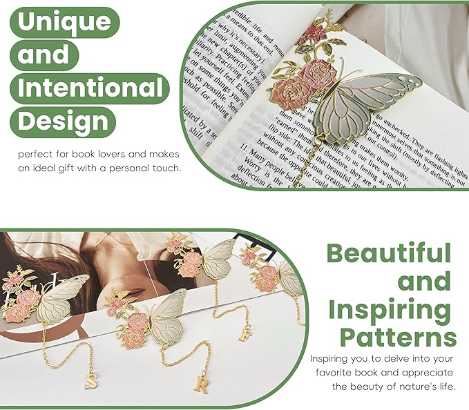 Metal Butterfly Bookmark for Women Cute Book Lovers Gift Butterfly Bookmarks Inital Book Mark Gifts for Reading Women Friend Teacher Appreciation Gifts Mom Birthday Valentines Day Christmas Gift, Q