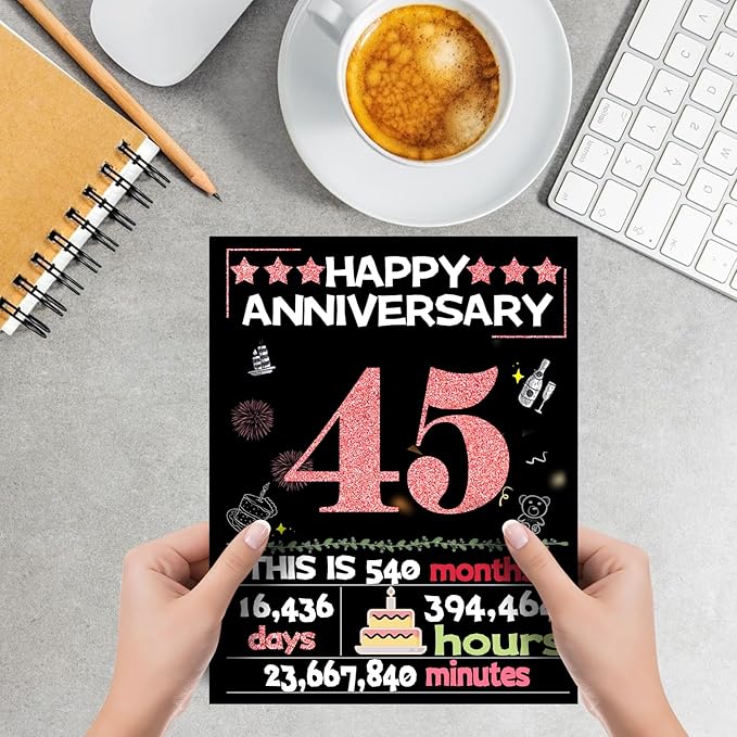 Joycard 45th Anniversary Card for Women, Sapphire Wedding Card for Wife, Sweet Marriage Decorations Gifts for Couple, Perfect for Her on Anniversary Day, Back in 1980