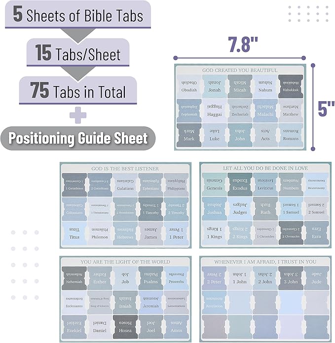 Mr. Pen- Bible Tabs, 75 Tabs, Laminated Bible Tabs for Women and Men, Bible Tabs for Study Bible, Bible Index Tabs, Bible Book Tabs, Bible Labels Tabs, Mr Pen Bible Tabs