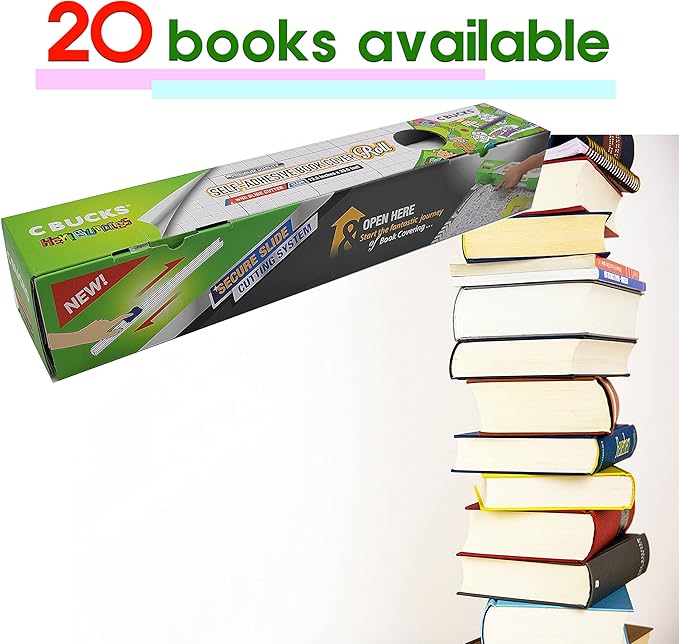 Clear Paperback Book Cover Protector Includes Slider - Covers Upto 20 Books (13in x 33.5ft)