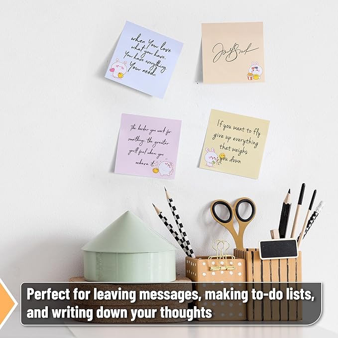 Mr. Pen- Sticky Notes, 3”x3”, 8 Pads, 400 Sheets, Cute Rabbit Sticky Notes, Sticky Pads Sticky Notes Aesthetic, Colorful Sticky Notes Bulk Sticky Notes Cute Sticky Notes for Women