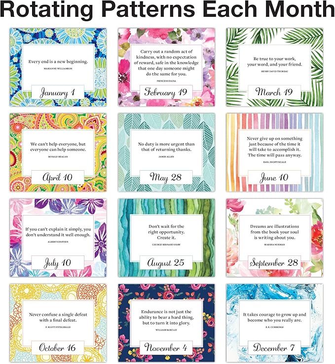 Global Printed Products Motivational & Inspirational Perpetual Daily Flip Calendar Self-Standing Easel (Rainbow Stripe)