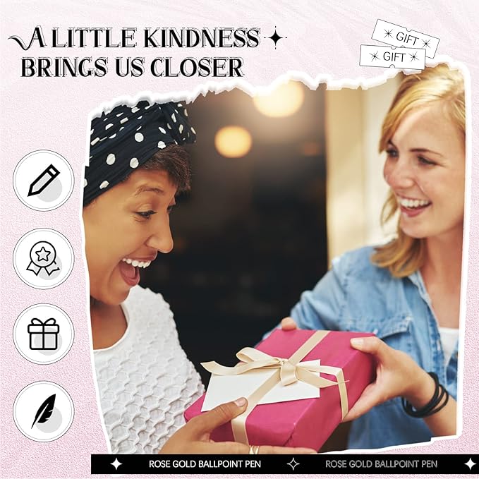 Supervitae 8 Pcs Ballpoint Pen for Women Fancy Gifts for Journaling Liquid Sand Glitter Black Ink Pens Bridal Shower Gifts for Wedding Women Office Desk School Stationery Supplies(Rose Gold)