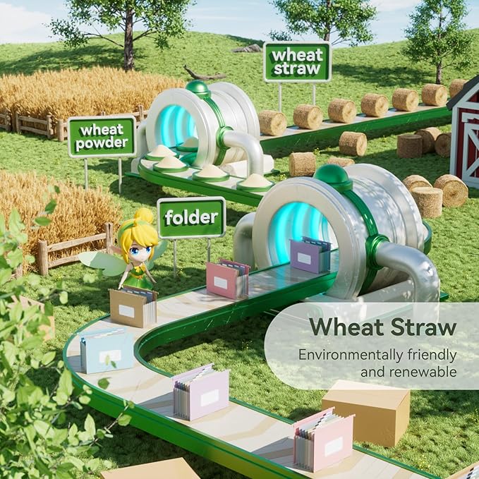 Wheat Straw Expanding Hanging File Folders, 3 Color File Organizer, 1.2" Accordion Pockets, Large Capacity, Letter Size for Filing Cabinet, 100% BPA Free, Return to Nature, Healthy Living