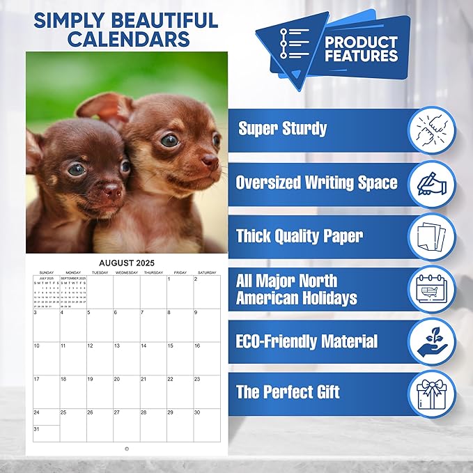 2025 Chihuahua Monthly Wall Calendar | 12" x 24" | 2024-2025 Chihuaha Dog Calendar