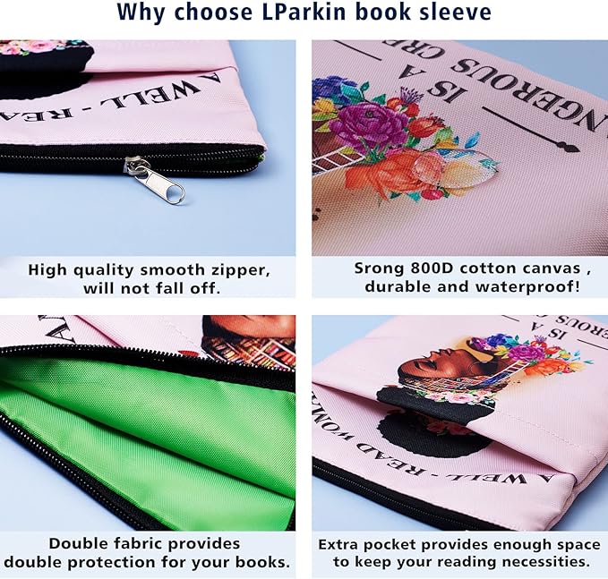 Book Sleeve for Book Lovers, Bookish Book Protector, Book Covers for Paperbacks, Washable Fabric, Book Sleeves with Zipper, Medium 11 Inch X 8.7 Inch