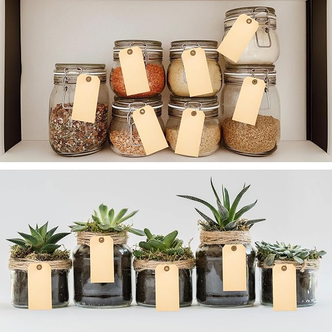 Perco Manila Shipping Tags #5 4 3/4" x 2 3/8" (12 x 6 cm) with Metal Wire Pack of 100