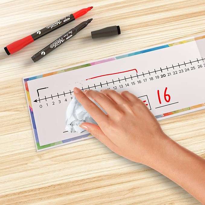 SCRIBBLEDO 0-100 Dry Erase Number Line Board for Students Double Sided 4 Feet with a Red & Black Dry Erase Marker Featuring 0-100 Number Line on One Side and Blank Line on The Reverse