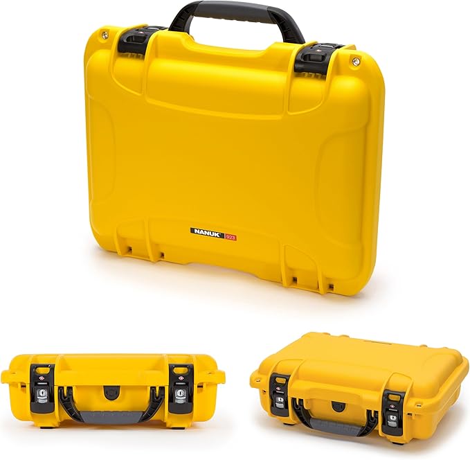 Nanuk 923 Waterproof Hard Case with Padded Dividers and Incorporated TSA Approved Travel Lock Latches - Yellow