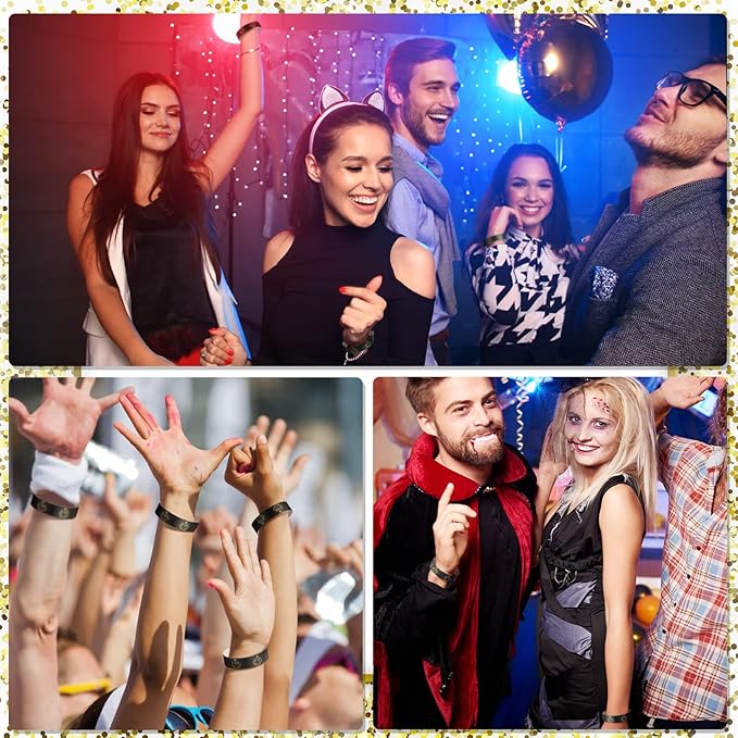 Jadive 500 Pieces Paper Wristbands VIP Plastic Waterproof Party Identification Wristbands Party Bracelets for Events Amusement Parks, Club, Concerts, Fairs, Festivals and Events(Black)