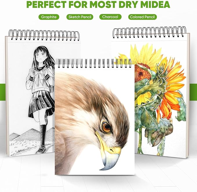 Soucolor 9" x 12" Aesthetic Sketch Book, 1-Pack 100 Sheets School Supplies Cute Sketchbook for Women, Japanese Stationary Sketching Supplies for Kids Teen Girl Gifts Birthday Gifts, Pastel Purple