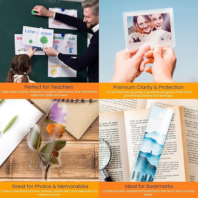 Performore 100 Pack Laminating Sheets, Hold 11 x 17 Inch, 3.5 Mil Clear Thermal Laminating Pouches 11.5 x 17.5 Inch Lamination Paper for Laminator, Round Corner