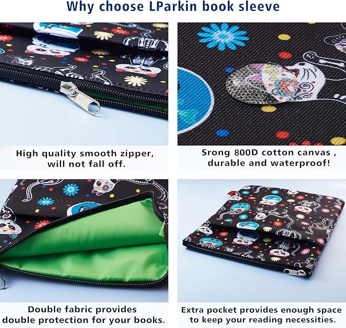 Book Sleeve for Book Lovers, Bookish Book Protector, Book Covers for Paperbacks, Washable Fabric, Book Sleeves with Zipper, Medium 11 Inch X 8.7 Inch