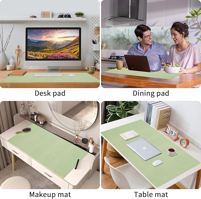 Bloss Green Desk Mat, Desk Matt for Desktop, Large Leather Desk Pad, Desk Pad Mat Waterproof, Computer Mat for Office Work/Home/Decor (31.5 x 15.7 Inches)