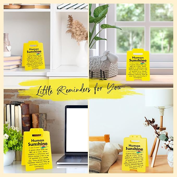 MBL Appreciation Sunshine Gifts Coworker - Human Sunshine Desk Sign, Thoughtful Thank You Gifts for Women Boss Lady Teacher Friend Birthday Christmas White Elephant, Office Cubicle Decor Sign