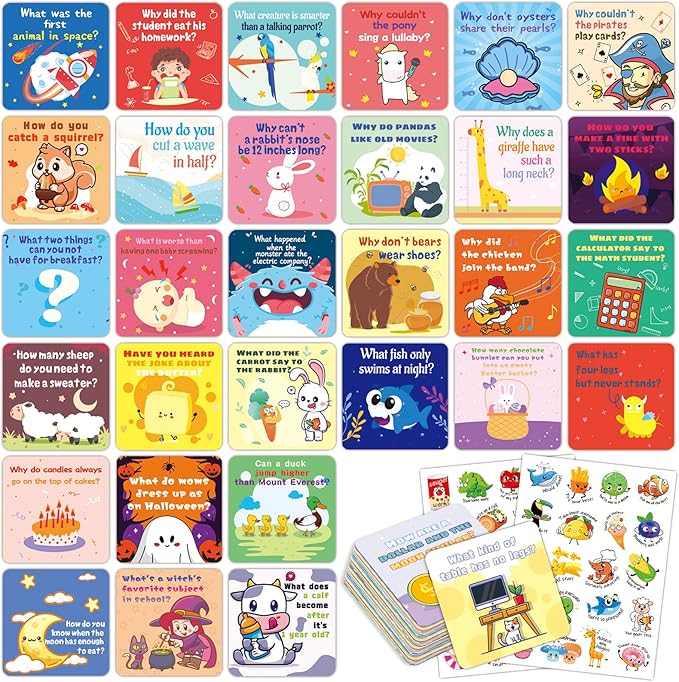 160 Joke Cards for Kids Lunch Box Jokes for Kids, Inspirational Lunch Notes for Boys Girls Students Lunch Notes Jokes Cards with 80 Reward Stickers for Teacher
