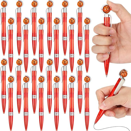Zhanmai 24 Pcs Novelty Basketball Pens Sports Ballpoint Pens Basketball Party Favors Desk Cool Writing Tool for Students Supplies Stationery School Office Decor(Red,Basketball)