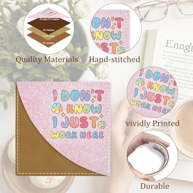 Funny Corner Bookmarks, Cute Leather Book Accessories for Book Lovers, 3 Pcs Reading Book Page Markers for Women Men Student Teacher Girls Boys Kids Retirement Birthday Gifts, I Don`t Know