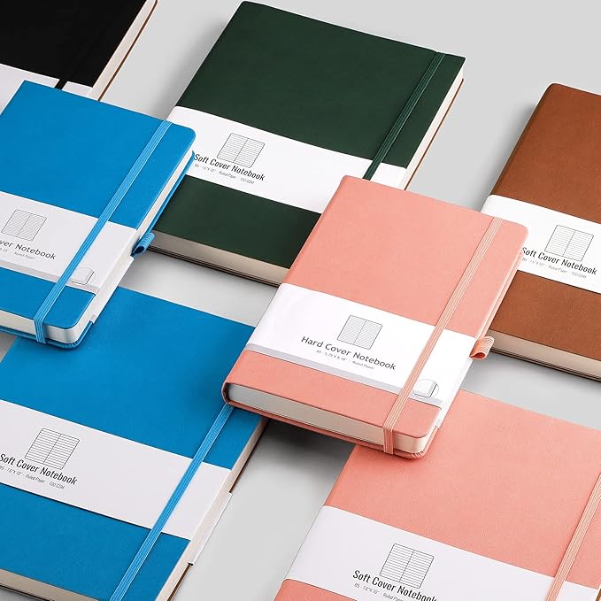 AHGXG Lined Journal Notebook - 320 Numbered Pages A5 College Ruled Notebook Thick Journal for Writing, 100gsm Lined Paper, Leather Hardcover, for Women Men Work Office School, 5.75'' X 8.38''-Brown