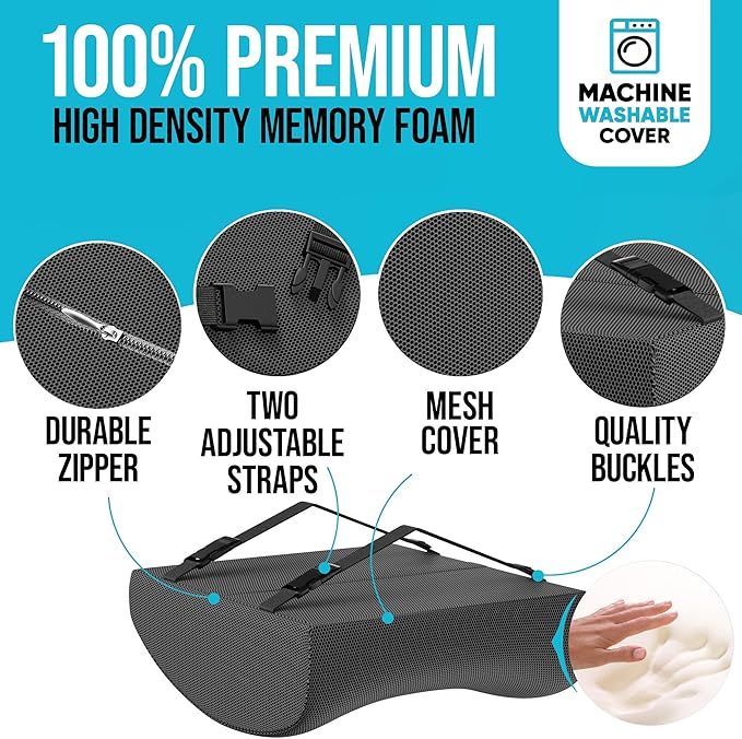 FORTEM Seat Cushion and Lumbar Support for Office Chair, Desk Chair Cushion, Memory Foam Office Chair Cushion, Non Slip Sitting and Back Pillow for Gaming, Car Seat Cushion, Chair Pad