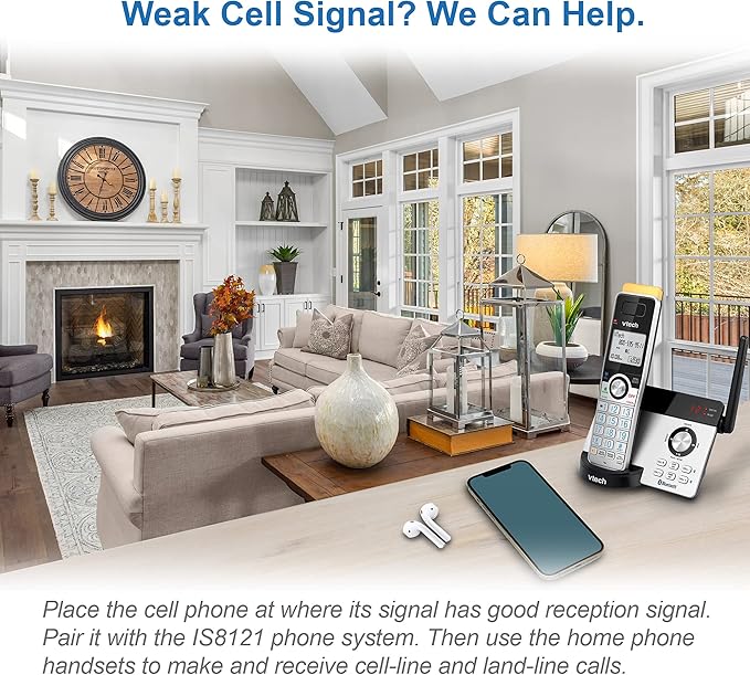 VTECH IS8121-2 Super Long Range up to 2300 Feet DECT 6.0 Bluetooth 2 Handset Cordless Phone for Home with Answering Machine, Call Blocking, Connect to Cell, Intercom and Expandable to 5 Handsets