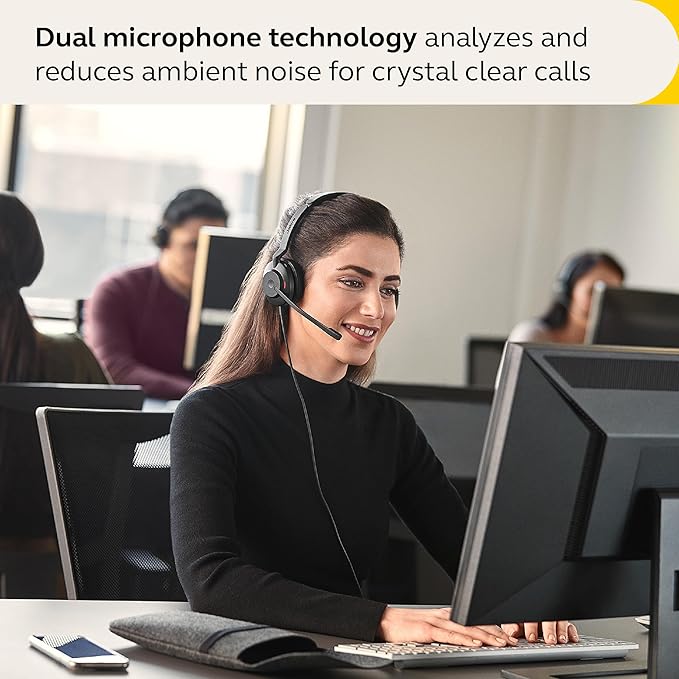 Jabra Evolve2 30 SE Wired Mono Noise-Cancelling Headset - Features 2-Mic Call Technology and USB-C Cable - Works with All Leading Unified Communications Platforms Such as Zoom and Google Meet - Black