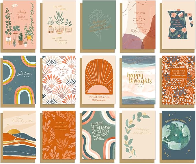 American Greetings 15-Count Thinking of You Card Assortment with Envelopes and Seals (Happy Thoughts)