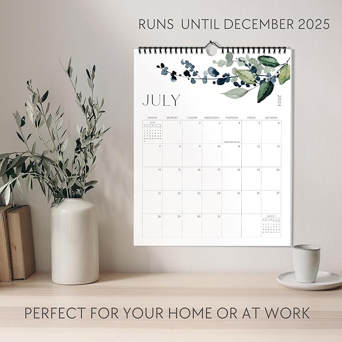 Aesthetic 2025 Wall Calendar - Runs from June 2024 Until December 2025 - The Perfect 2024-2025 Modern Greenery Calendar Planner for Easy Organizing