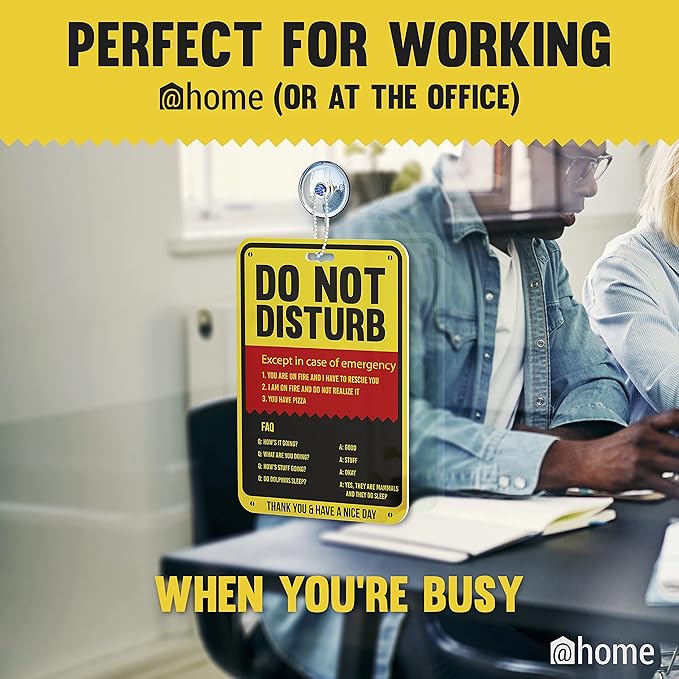 At-Home Do Not Disturb Sign Funny Privacy for the Office Cubicle Desk or Personal Room Door Sign